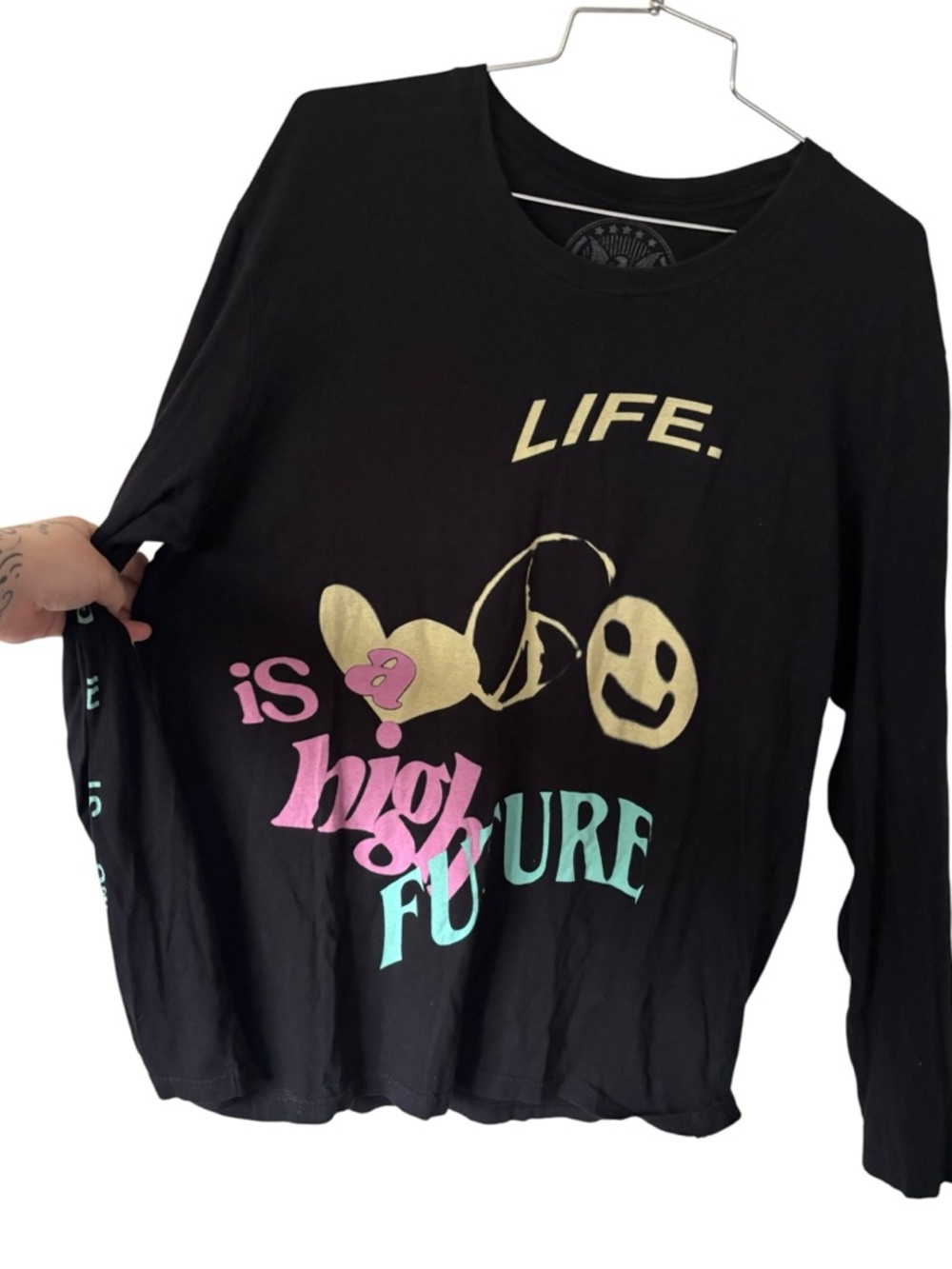 Freebandz x Future Graphic Long Sleeve Black Tee W/ Colorful Prints Size L - Picture 2 of 5